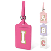 Initial Letter Luggage Tags for Suitcases, Monogrammed Suitcase Luggage Identifier Name Tag, PU Leather TSA Approved Luggage Tags,Bag Tags for Men Women Kids Luggage Handbags(Rosered-White I)